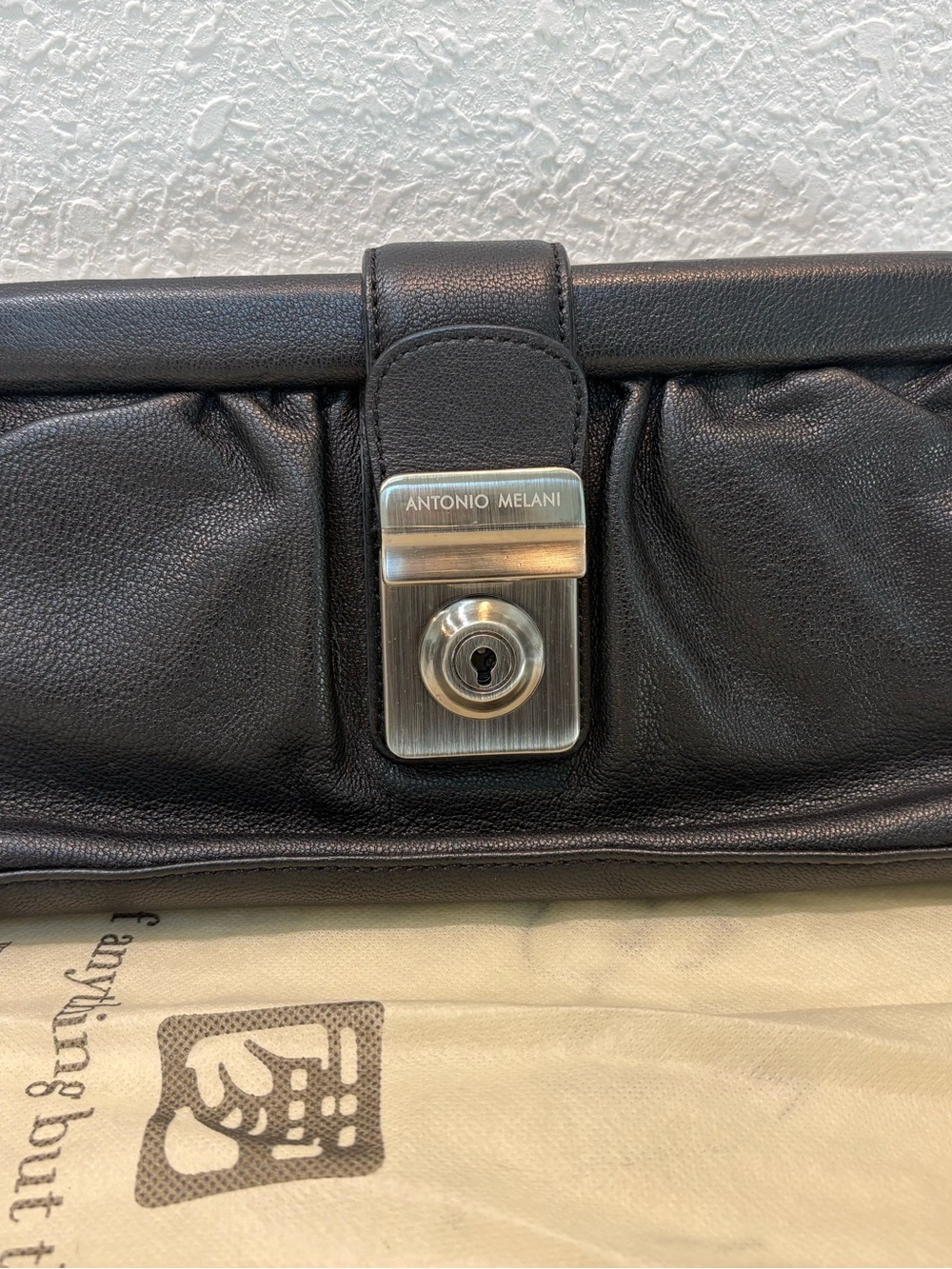 Antonio Melani Black Leather Clutch Bag